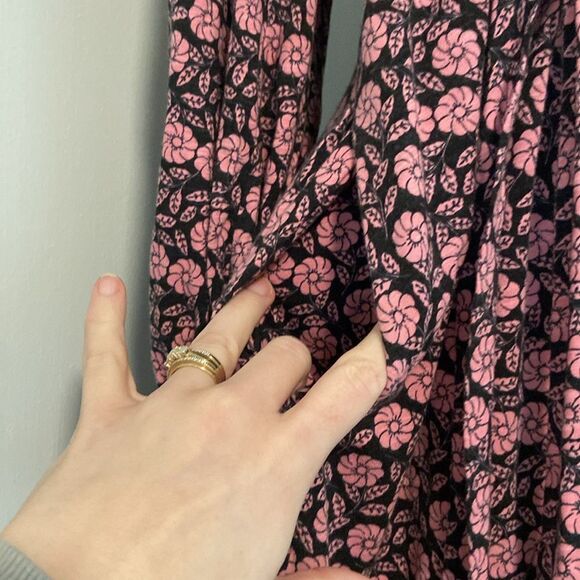 Boden Black & Pink Floral Long Sleeve Belted Midi Shirt Dress Size 10 - Picture 4 of 10
